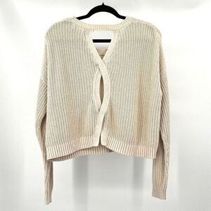 American Eagle Women XL Crop Sweater Crochet‎ Knit Drop Shoulders Cutout Back